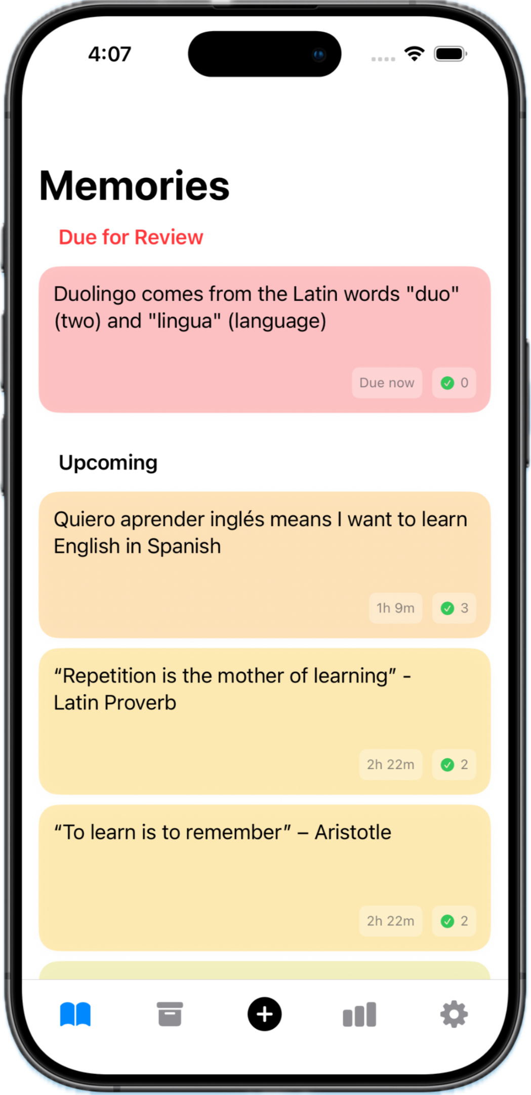 Memorize Anything Forever iPhone App Screenshot
